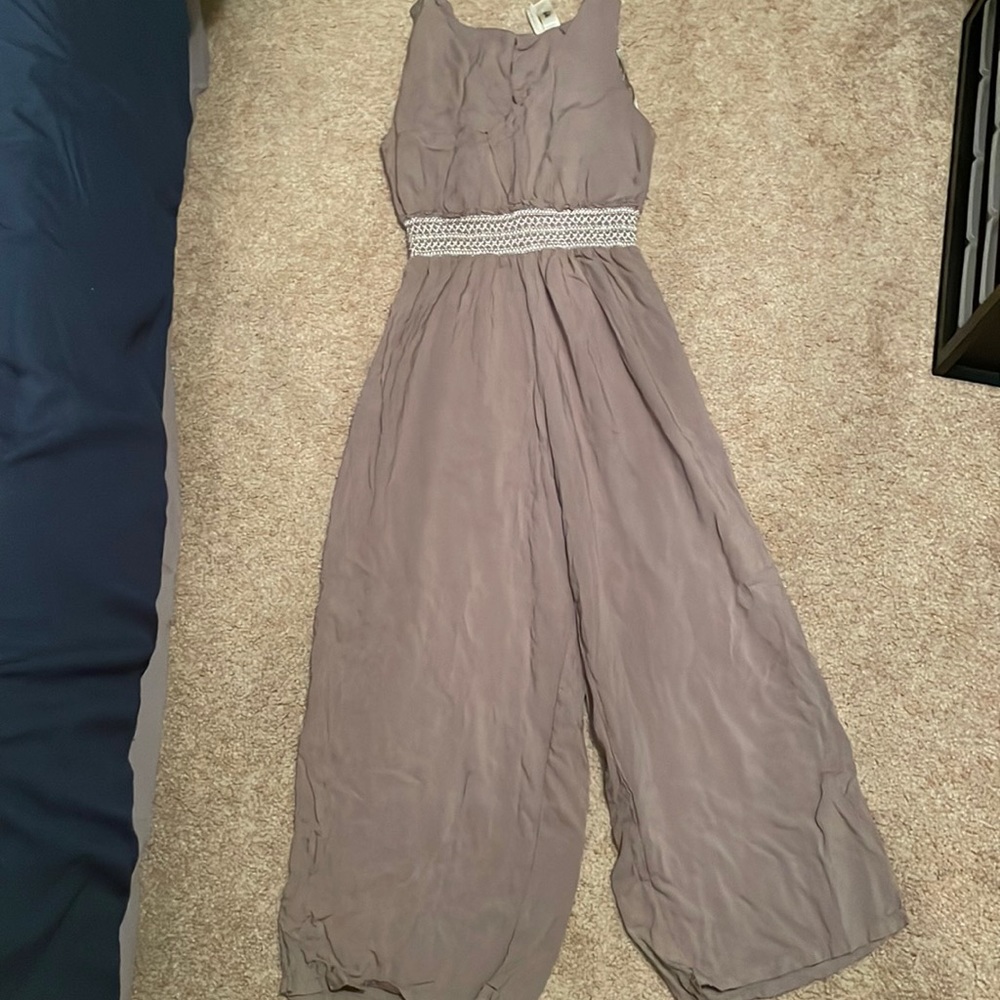 Sage green pant jumpsuit with built in midsection